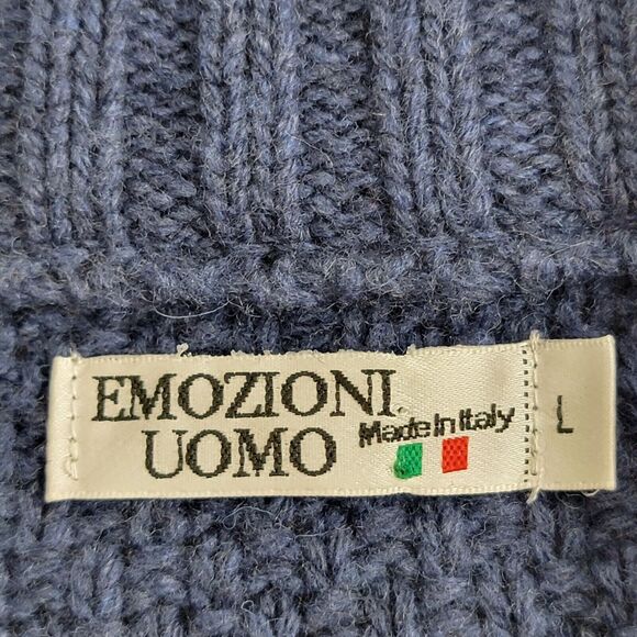 Emozioni Uomo Full Zip Cardigan Made In Italy Pockets Wool Blend Grandpa Sz L - Picture 5 of 12
